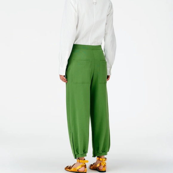 Green TIBI cropped sweatpants  with zipper. Medium - Picture 1 of 7